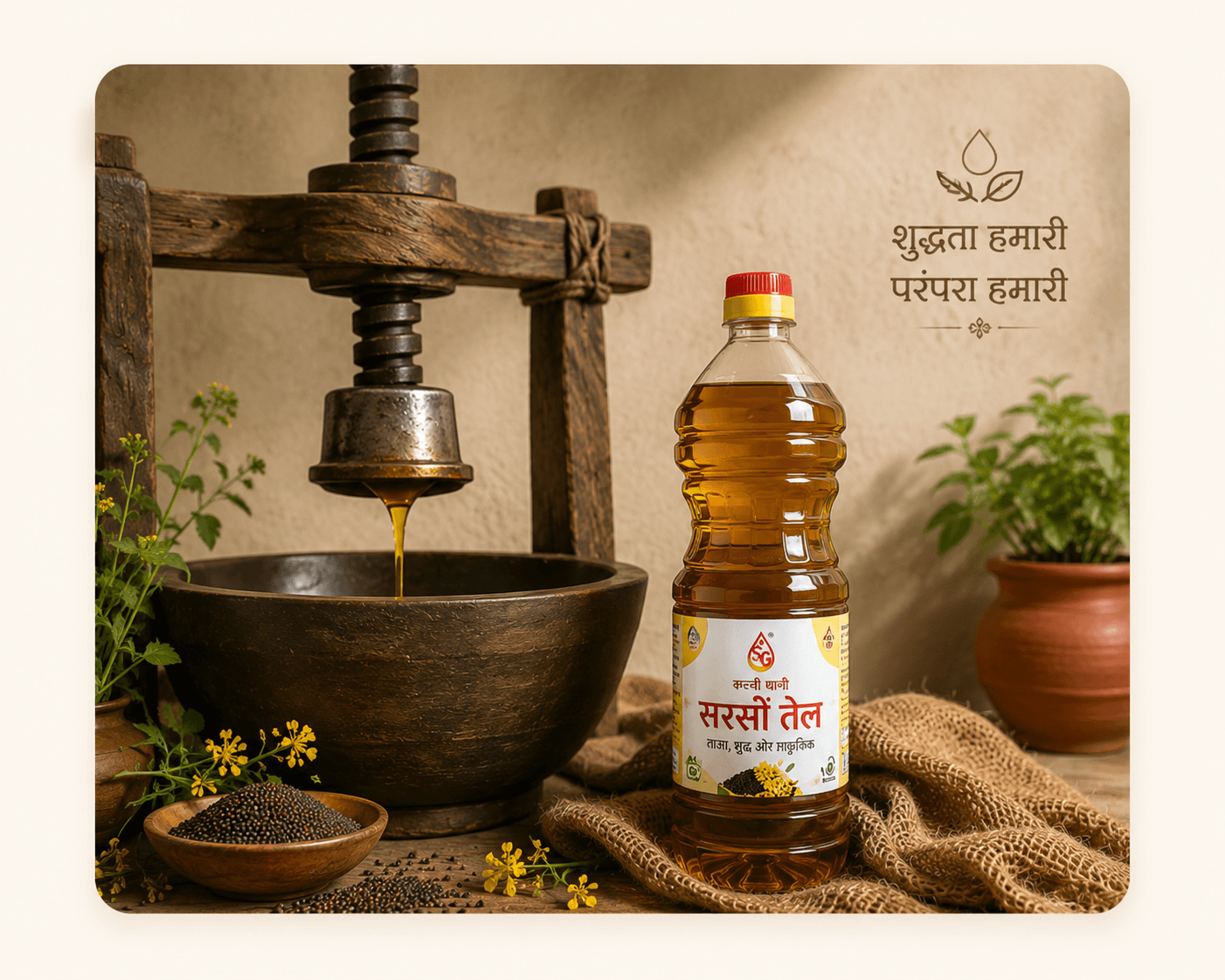 Small-batch Kachi Ghani mustard oil pressed fresh in Jaipur